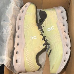 On Running Women's Pale Yellow and Light Pink Cloud Sneakers